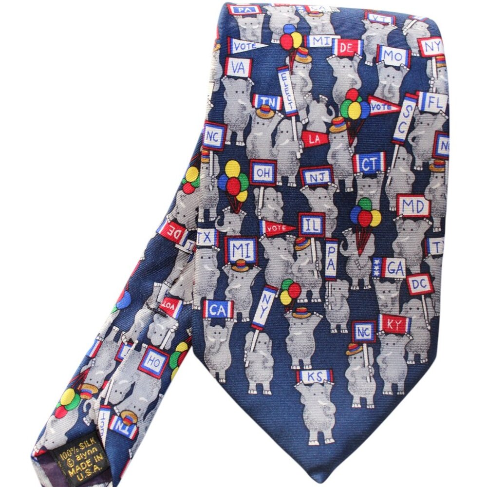 Political Republican Convention Elephant Novelty Tie Necktie Silk USA